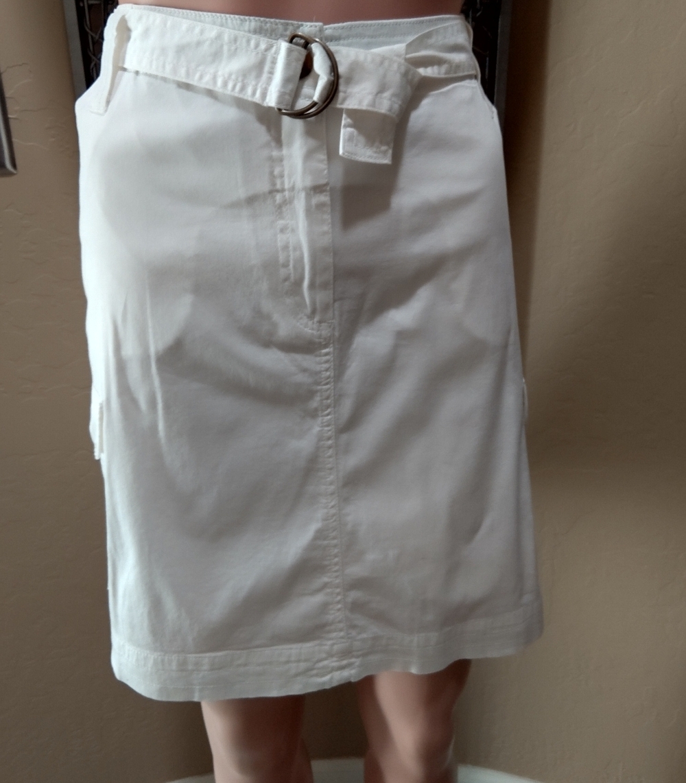 French Laundry White Belted Utility Cargo Skort